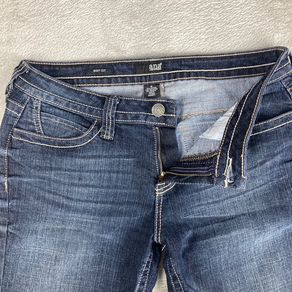 ana A New Approach Jeans Womens Size 10 Bootcut Dark Wash Flap Pockets Stretch - Picture 7 of 16